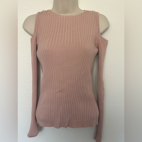 Blush split shoulder knitted ribbed long sleeve - Picture 1 of 3